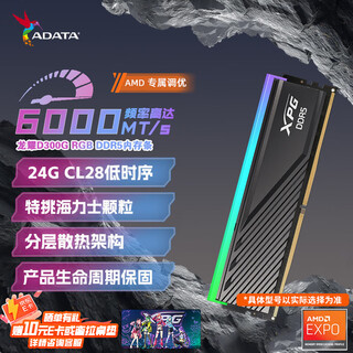 Adata 24g/48g (24g*2) set ddr5 6000 frequency ai computer accessories desktop memory bar longyao d500g rgb light bar c28 timing hynix new mdie c28/new mdie d300g 6000 black