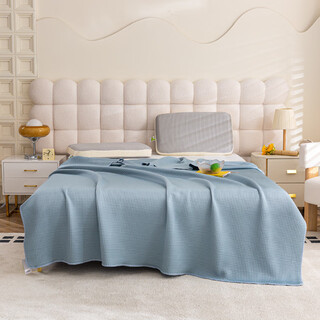 Yusenyi class a waffle cool silk cover blanket summer multifunctional double-sided summer quilt lunch break air conditioning blanket machine washable class a waffle cool silk - silent blue 100x150cm (kindergarten cover blanket)