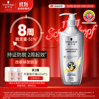 Schwarzkopf anti-hair loss, revitalizing, oil-control and smooth shampoo 600ml (silicone-free, fluffy, anti-hair loss, men and women)
