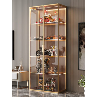 Yusenyi wall-mounted custom glass wine cabinet wine cabinet brushed gold display cabinet brushed gold + tea glass + no light 800x2000mm special model