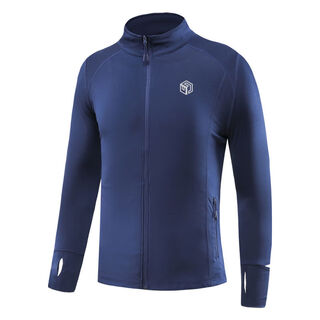 Running long-sleeved jacket for men and women, marathon cycling, multi-functional cuff top, fitness stand-up collar cardigan, sapphire blue reflective logo s s boys 100-110 jin jin equals 0.5 kg girls 80-100 jin jin equals 0.5 kg