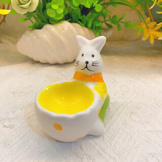 Raft core egg tray creative ceramic beauty egg rack creative ornaments storage tray kitchen table utensils egg cup ritual chicken style one yellow