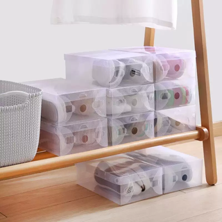 Yusenyi thickened household storage dust-proof storage box artifact space-saving plastic shoe cabinet shoe box transparent shoe box shoe rack 5 packs (painting set) pressure-resistant and thickened 5 packs (painting set) pressure-resistant and thickened 33x20x12cm 33 pieces 33x20x12cm