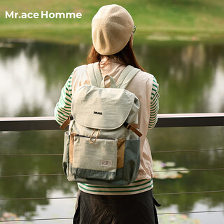 Mr.ace homme original design detachable backpack female college student high-value school bag lightweight outdoor travel backpack gray green orange