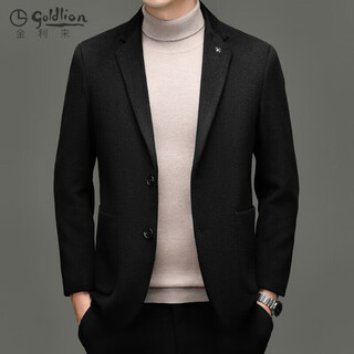 Goldlion pure wool coat men's casual double-sided woolen suit jacket 2025 autumn and winter middle-aged dad lapel jacket black l 175