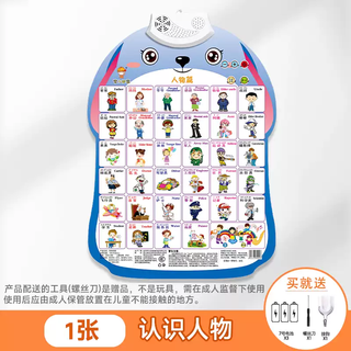He jian gong baby audio early education wall chart children's enlightenment reading sound toy infant learning literacy wall sticker 1 character cognition hook + battery