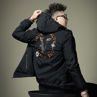 Royal palm polo sports club european station trendy brand casual men's embroidered hooded jacket men's spring and autumn new trendy handsome high-end black 3xl