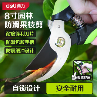 Deli garden scissors, fruit branch shears, garden pruners, branch pliers, household pruning scissors, fruit branch scissors lock design