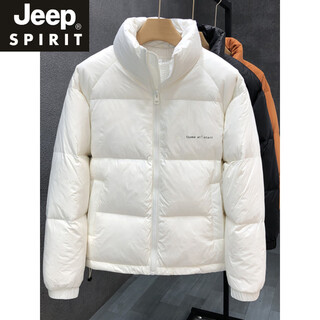 JEEP SPIRIT高端羽绒服男潮牌潮流帅气白色加厚外套2025年新款冬季男士面包服 白色 M (100-115斤)