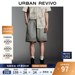 Ur2025 autumn new men's trendy casual distressed washed and worn drawstring shorts umv650034 dark gray 30
