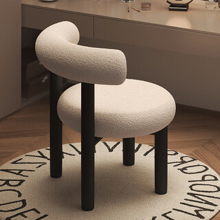 Piaoao makeup stool home girls' bedroom light luxury dressing table stool internet celebrity high-value manicure back chair tiantian white black paint legs skin-friendly lambswool