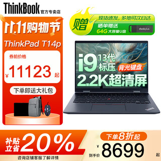 ThinkPad联想T14p笔记本电脑可选Neo14  补贴20%全新十六核Ultra9 设计工程师移动工作站学生游戏轻薄本IBM i9-13900H 16G T14P 2.2K 2TB固态 游戏级显