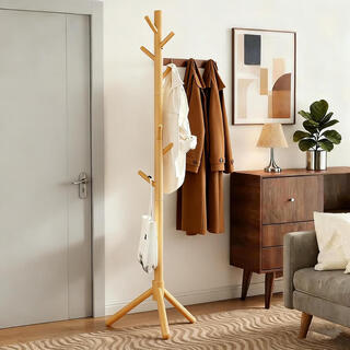 Millennium washington clothes hanger floor-standing vertical solid wood coat rack bedroom simple clothes hanger office clothes hanger thickened triangular log color