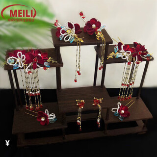 Fat donglai's same style xiuhe clothing headdress bride red wedding toast clothing hair accessories new chinese style cheongsam 2024 new model full set of headwear + ear clip earrings