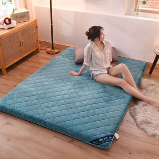 Jiyunmao thickened mattress cushion household fiber tatami non-slip mattress dormitory mat quilt foldable mattress protection single bentley blue-baby velvet thickened mattress 180x200cm