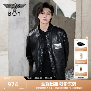 Boy london xuanwen mirror autumn men and women same style loose pu leather shirt jacket n44003 black l