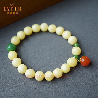 La yun feiyin white flower honey wax bracelet round bead single circle bracelet original design women's style with retro jasper southern red small peach