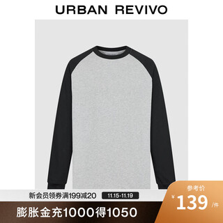 Ur2025 new autumn men's casual contrast raglan sleeve cotton long-sleeved t-shirt uuy450043 floral gray m