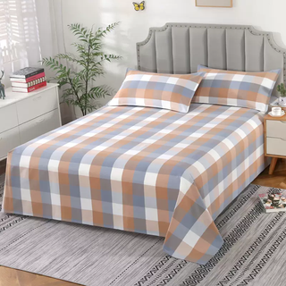Yusenyi high-end a-grade 100% pure cotton double old pure cotton bed sheet quilt coarse cloth three-piece set plaid encrypted single sheet plus high-end cotton a035 3-2.22.5m bed sheet single piece (suitable for 1.51