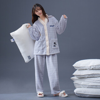 Princess mark couple pajamas for women winter thickened and velvet cute cartoon japanese flannel home clothes for men xnr4523-cartoon couple women's m