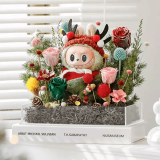 Bubble genuine labubu 3.0 front high energy doll immortal flower gift box girlfriend birthday gift girls labubu + guoguo christmas limited flower box labubu + guoguo christmas limited flower box
