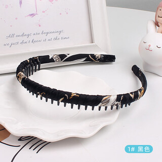 Korean style fabric headband internet celebrity floral comb hairpin hairpin hand-wound cloth all-inclusive toothed hair headband 1# black