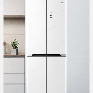 Midea refrigerator cross door french door 75 width small apartment ultra-thin zero embedded refrigeration and freezing double purification pst active sterilization and odor purification bcd-435wusgpzm condensed white