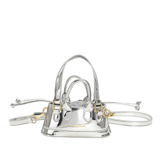 High quality autumn and winter new mini bag women's glossy crossbody bag niche design portable bucket bag glossy texture silver one size