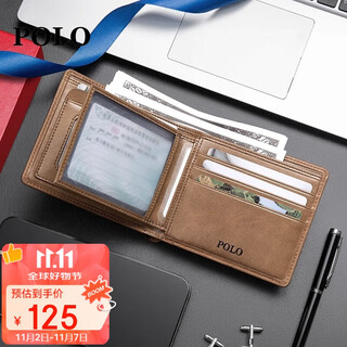 Polo wallet men's first-layer cowhide wallet multi-card slot card bag driver's license bag short wallet gift box birthday gift