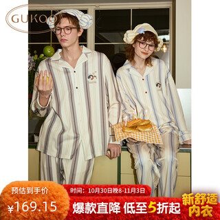 Gukoo couple pajamas 25 spring little penguin pure cotton striped women's home clothes a little penguin couple pajamas l women