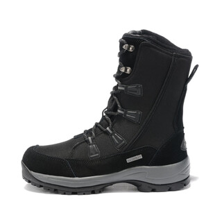 ROCKMARK哈尔滨户外中筒雪地靴女冬保暖加绒加厚防水防滑东北大码滑雪棉鞋 黑色(男女同款)_鞋带款 43 _正码