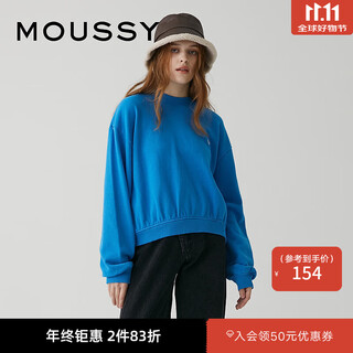 Moussy new unisex casual pullover loose letter sweatshirt for women 010gal90-5520 110 blue one size fits all 00020/f
