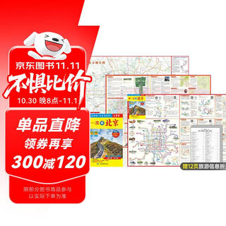 全新版 北京旅游地图2张三面 北京地图·城区图+地铁高铁机场图+公园/名胜古迹/博物馆/游乐场等旅游景点 第一次来北京线路攻略实用图