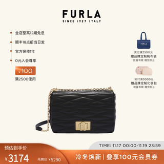 Furla same price 11.11 1927 sheepskin medium women's fashion versatile crossbody bag commuter rhombus chain bag black