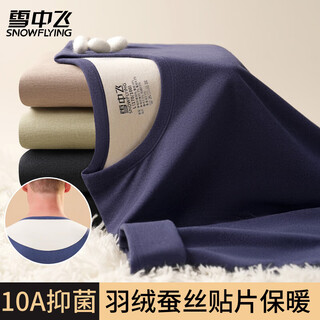 Flying in the snow men's thermal underwear men's down silk patch 10a antibacterial autumn clothes and autumn pants set autumn and winter plus velvet