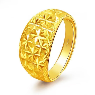 Zhouke pure gold 999 starry gold ring for women, 24k imitation gold color, fashionable and versatile chinese valentine's day gift for mother 1.2g. collect and receive certificate + receipt + gift box