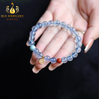 Bailuoqi brazilian aquamarine bracelet 18k gold ruyi bracelet women 520 gift beads 6mm