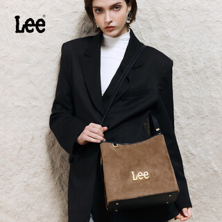 Lee autumn and winter new suede tote bag for girls, high-end commuting bucket bag, retro simple one-shoulder crossbody bag, camel brown