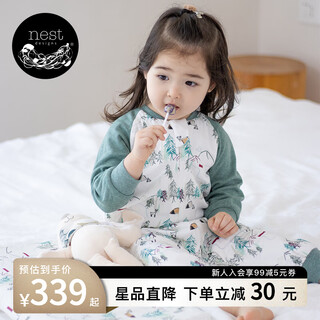 Nest designs baby sleeping bag infant bamboo cotton gauze baby sleeping bag supplies split leg anti-kick quilt universal for all seasons forest path-six layers (recommended room temperature 20-24) 100 sizes (recommended height 90-100cm) age 2-3 years old