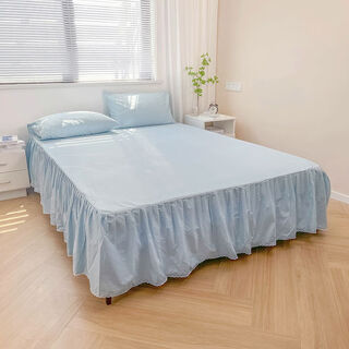 Vinoa cotton light sea blue bed skirt single piece cotton 100 light blue sky blue aqua blue light blue baby blue ice blue bed cover circumference light sea blue single bed skirt 120cmx200cm