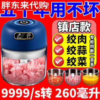Fat donglai electric garlic masher garlic pounder garlic chili dipping kitchen household meat grinder fully automatic same style top with blue 300ml large capacity + 99 hours standby