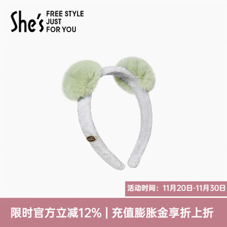 She s akiko contrast color rex rabbit fur bear ear headband high-end pressure-sensitive hair headband hairpin birthday gift for girlfriend green d0