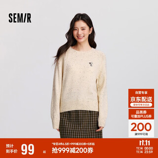 Semir snoopy series sweater women's winter color dot wool raglan sleeve embroidered round neck pullover 101724107025