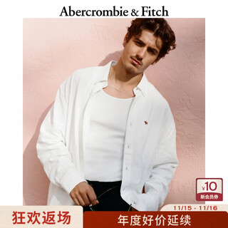 Abercrombie & fitch oxford shirt classic elk pattern men's 25 spring and summer american long-sleeved shirt 125-5083 white xl (180/116a)