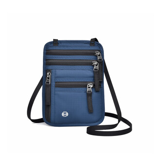 梵勒丹麦防盗刷证件包护照包出国留学旅行护照夹大容量收纳袋斜挎包 蓝色