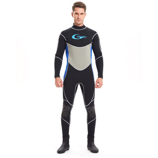 Yonsub3mm men's adult diving suit one-piece snorkeling suit winter swimming supplies adult swimsuit free diving blue black 3xl