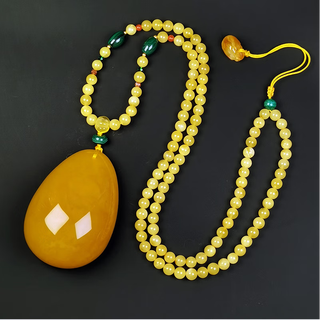 Amber school, one thing, one picture, one certificate, natural beeswax pendant, chicken fat red amber necklace, sweater chain, flawless pendant, 40.3g, 62*44*22mm