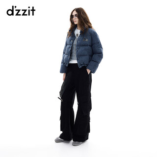 Dzzit high-looking down disu 25 winter new style brooch decorated stand collar jacket bread jacket women 3j4k2061s blue s