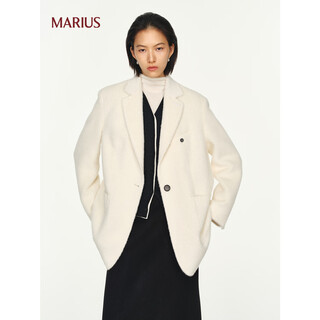 Marius envelope coat alpaca fashionable and casual one-hand-length asymmetric hunting collar suit coat white m