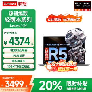 联想小新Pro14笔记本电脑 六核锐龙R5八核R7高性能超轻薄本 V14英寸商务办公设计学生游戏手提本 R5-7430U 16G内存 1T固态 满血显卡 FHD全高清屏 全新升级 WIFI6
